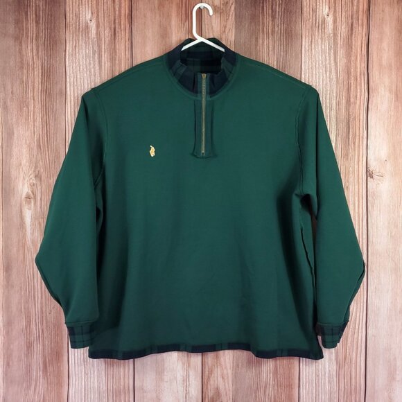NWT Polo Ralph Lauren Estate Rib Mens 3XLT 1/4 Zip Green Tartan Plaid Sweater - Picture 3 of 15